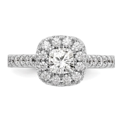 14K Weißgold Heiligenschein Plus (holds 1/2 Karat (4.8mm) Kissen Mittig) 3/4 Diamant Halbfassung Verlobungsring