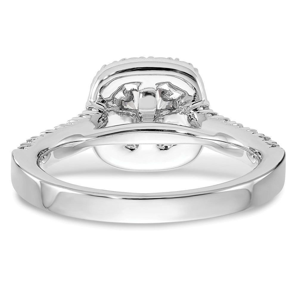 14K Weißgold Heiligenschein Plus (holds 1/2 Karat (4.8mm) Kissen Mittig) 3/4 Diamant Halbfassung Verlobungsring