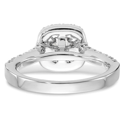 14K Weißgold Heiligenschein Plus (holds 1/2 Karat (4.8mm) Kissen Mittig) 3/4 Diamant Halbfassung Verlobungsring