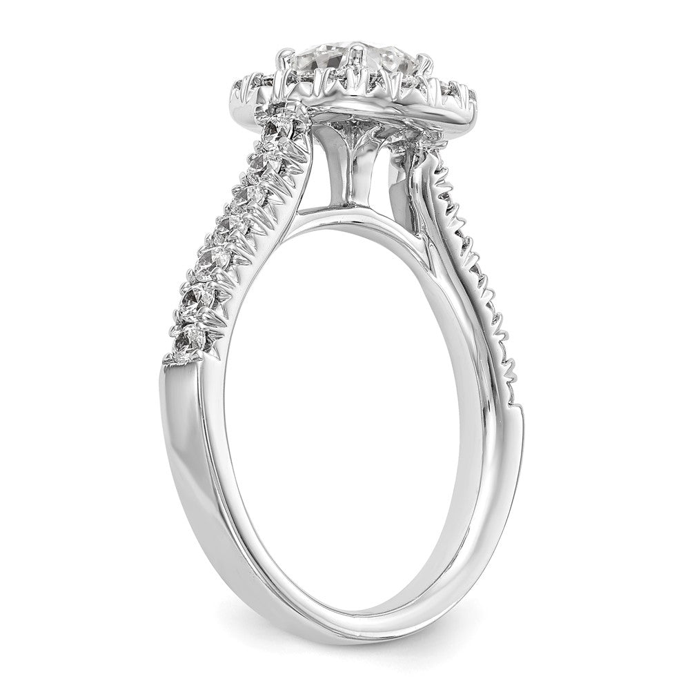 14K Weißgold Heiligenschein Plus (holds 1/2 Karat (4.8mm) Kissen Mittig) 3/4 Diamant Halbfassung Verlobungsring