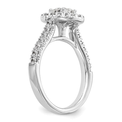 14K Weißgold Heiligenschein Plus (holds 1/2 Karat (4.8mm) Kissen Mittig) 3/4 Diamant Halbfassung Verlobungsring