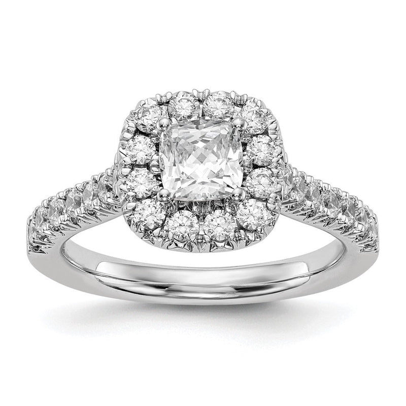 14K Weißgold Heiligenschein Plus (holds 1/2 Karat (4.8mm) Kissen Mittig) 3/4 Diamant Halbfassung Verlobungsring