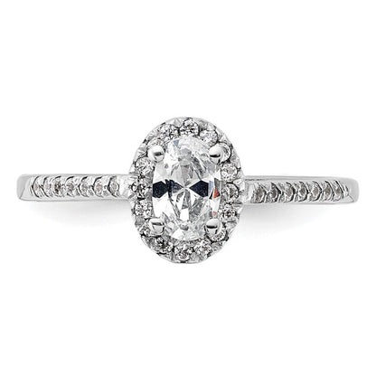 14K Weißgold Verlobungsring mit ovalem Halo, 0,75 ct. Laborgezüchteten Diamanten, VS/SI+ G+