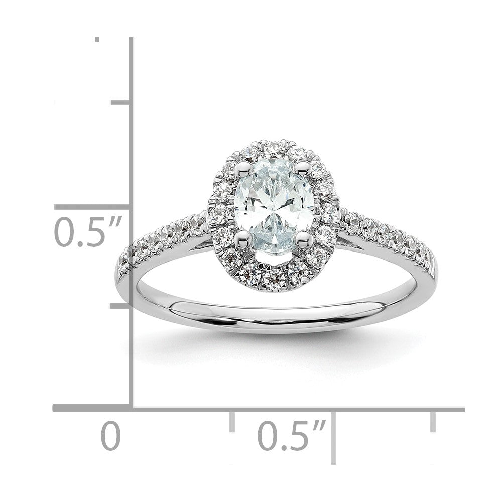 14K Weißgold Verlobungsring mit ovalem Halo, 0,75 ct. Laborgezüchteten Diamanten, VS/SI+ G+