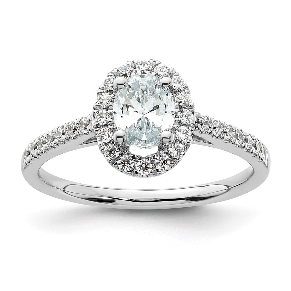 14K Weißgold Verlobungsring mit ovalem Halo, 0,75 ct. Laborgezüchteten Diamanten, VS/SI+ G+