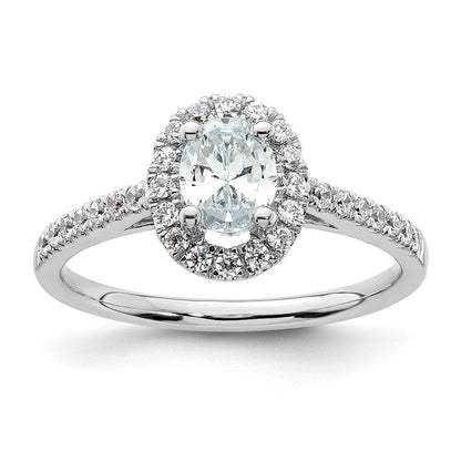 14K Weißgold Verlobungsring mit ovalem Halo, 0,75 ct. Laborgezüchteten Diamanten, VS/SI+ G+