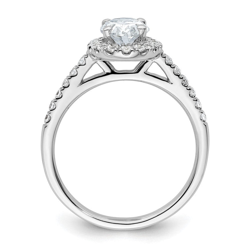 14K Weißgold Heiligenschein Plus (holds 3/4 Karat (7.5x5.0mm) Oval Mittig) 3/8 Karat Diamant Halbfassung Verlobungsring