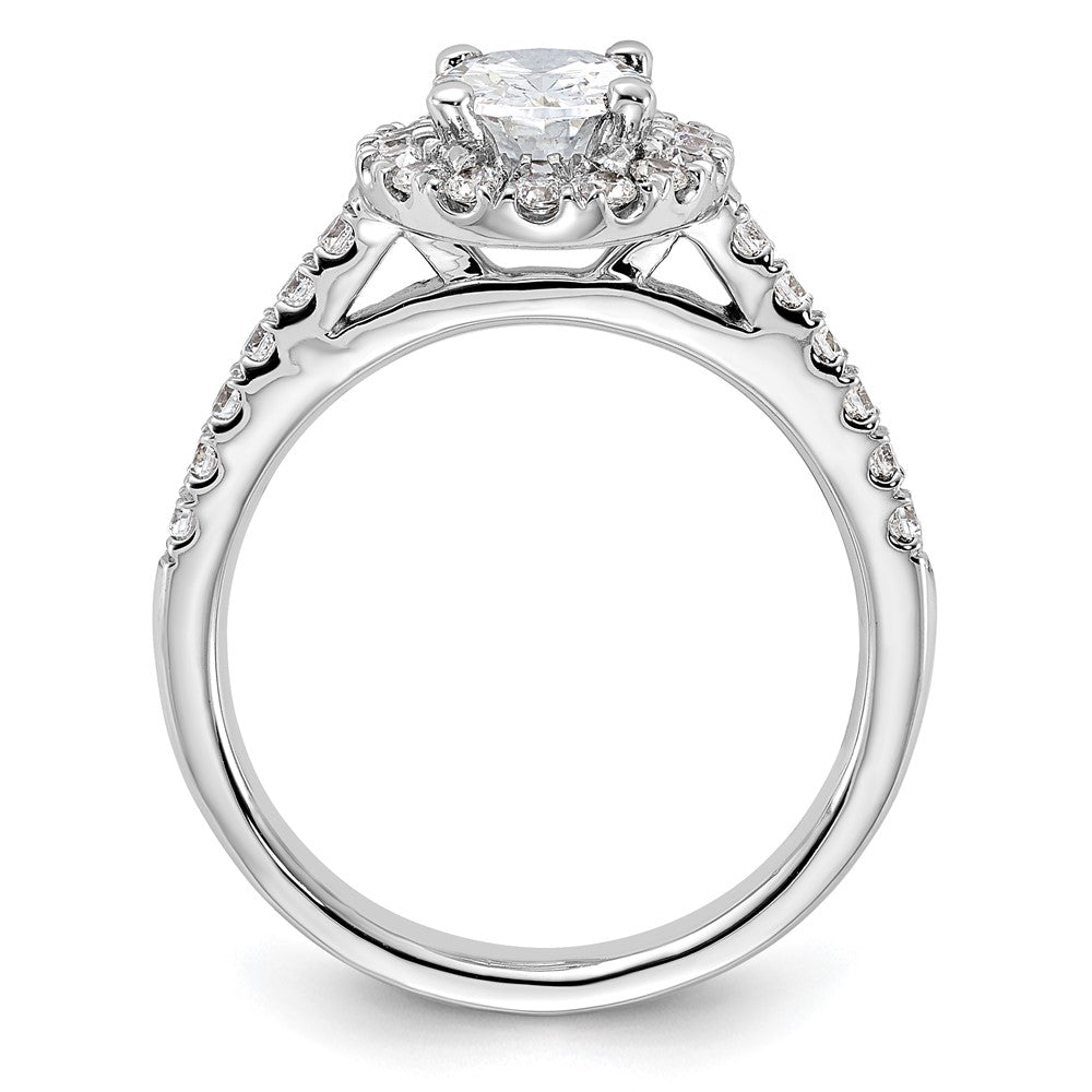 14K Weißgold Verlobungsring mit 0,5 ct. im Labor gezüchteten Diamanten VS/SI+ G+, 1 ct. ovalem Mittelstein und Halo-Fassung