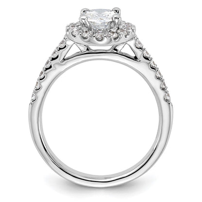 14K Weißgold Verlobungsring mit 0,5 ct. im Labor gezüchteten Diamanten VS/SI+ G+, 1 ct. ovalem Mittelstein und Halo-Fassung