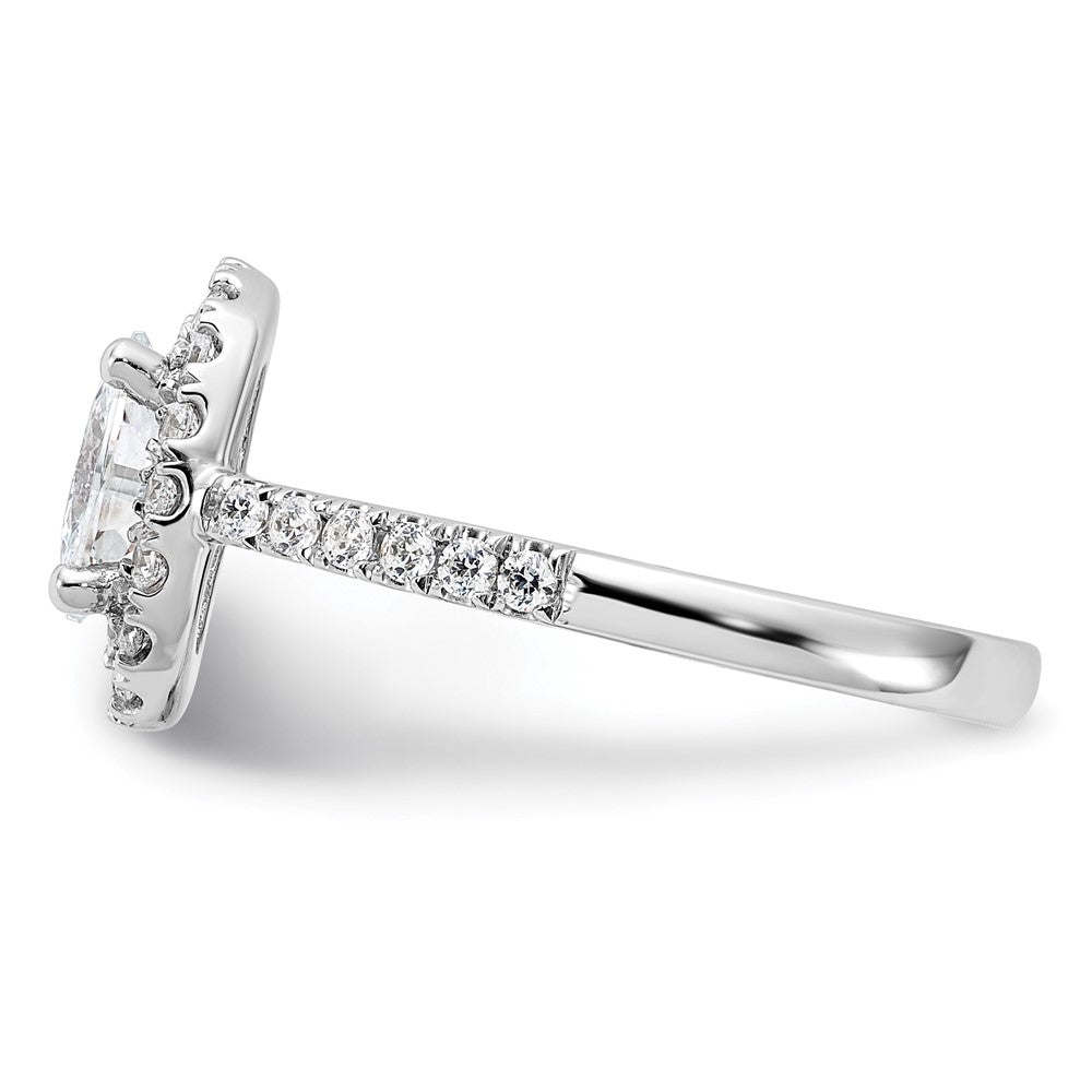 14K Weißgold Verlobungsring mit 0,5 ct. im Labor gezüchteten Diamanten VS/SI+ G+, 1 ct. ovalem Mittelstein und Halo-Fassung