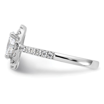 14K Weißgold Verlobungsring mit 0,5 ct. im Labor gezüchteten Diamanten VS/SI+ G+, 1 ct. ovalem Mittelstein und Halo-Fassung