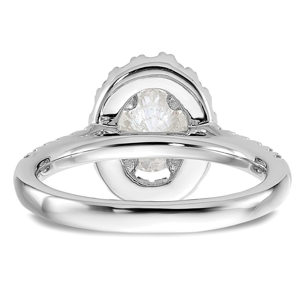 14K Weißgold Verlobungsring mit 0,5 ct. im Labor gezüchteten Diamanten VS/SI+ G+, 1 ct. ovalem Mittelstein und Halo-Fassung