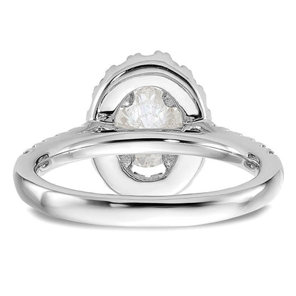 14K Weißgold Verlobungsring mit 0,5 ct. im Labor gezüchteten Diamanten VS/SI+ G+, 1 ct. ovalem Mittelstein und Halo-Fassung