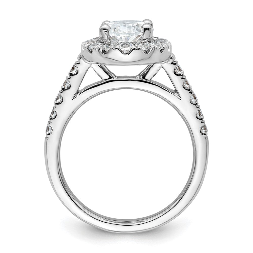 14K Weißgold Verlobungsring mit 0,875 ct. laborgezüchteten Diamanten VS/SI+ G+, 2 ct. ovalem Center-Semi-Mount und Halo-Fassung