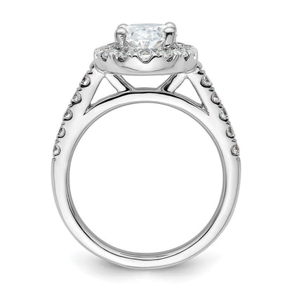 14K Weißgold Verlobungsring mit 0,875 ct. laborgezüchteten Diamanten VS/SI+ G+, 2 ct. ovalem Center-Semi-Mount und Halo-Fassung