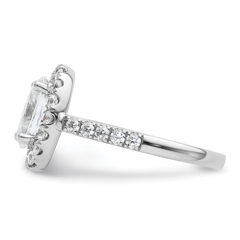 14K Weißgold Verlobungsring mit 0,875 ct. laborgezüchteten Diamanten VS/SI+ G+, 2 ct. ovalem Center-Semi-Mount und Halo-Fassung