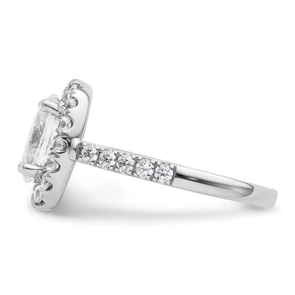 14K Weißgold Verlobungsring mit 0,875 ct. laborgezüchteten Diamanten VS/SI+ G+, 2 ct. ovalem Center-Semi-Mount und Halo-Fassung