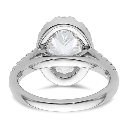 14K Weißgold Verlobungsring mit 0,875 ct. laborgezüchteten Diamanten VS/SI+ G+, 2 ct. ovalem Center-Semi-Mount und Halo-Fassung