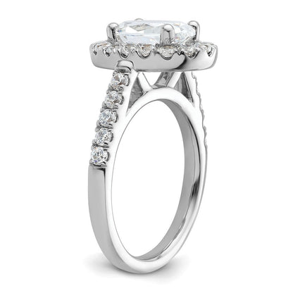 14K Weißgold Verlobungsring mit 0,875 ct. laborgezüchteten Diamanten VS/SI+ G+, 2 ct. ovalem Center-Semi-Mount und Halo-Fassung