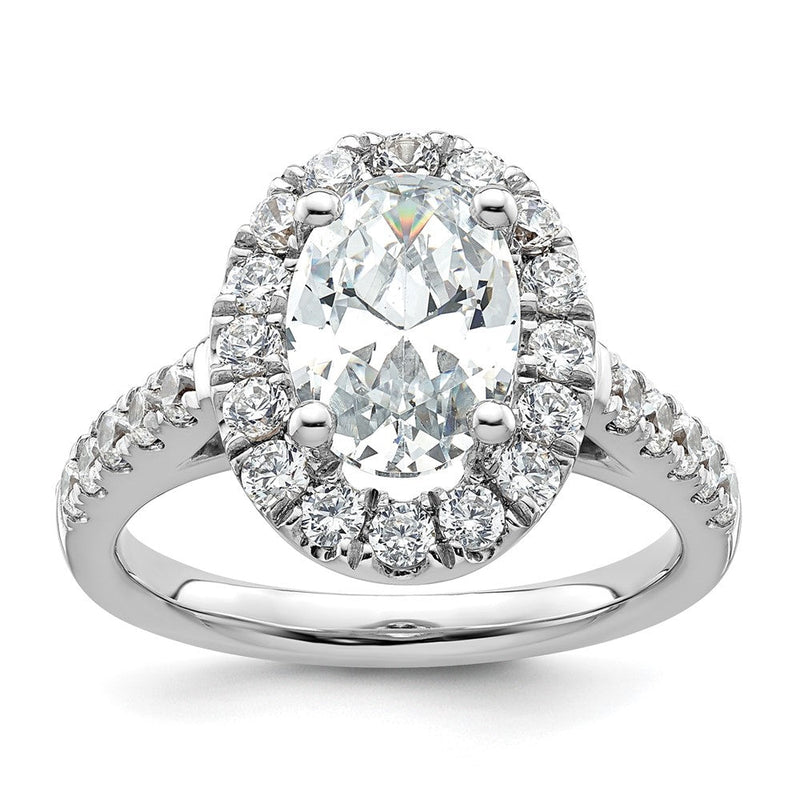 14K Weißgold Heiligenschein Plus (holds 2 Karat (10.2x7.0mm) Oval Mittig) 7/8 Karat Diamant Halbfassung Verlobungsring