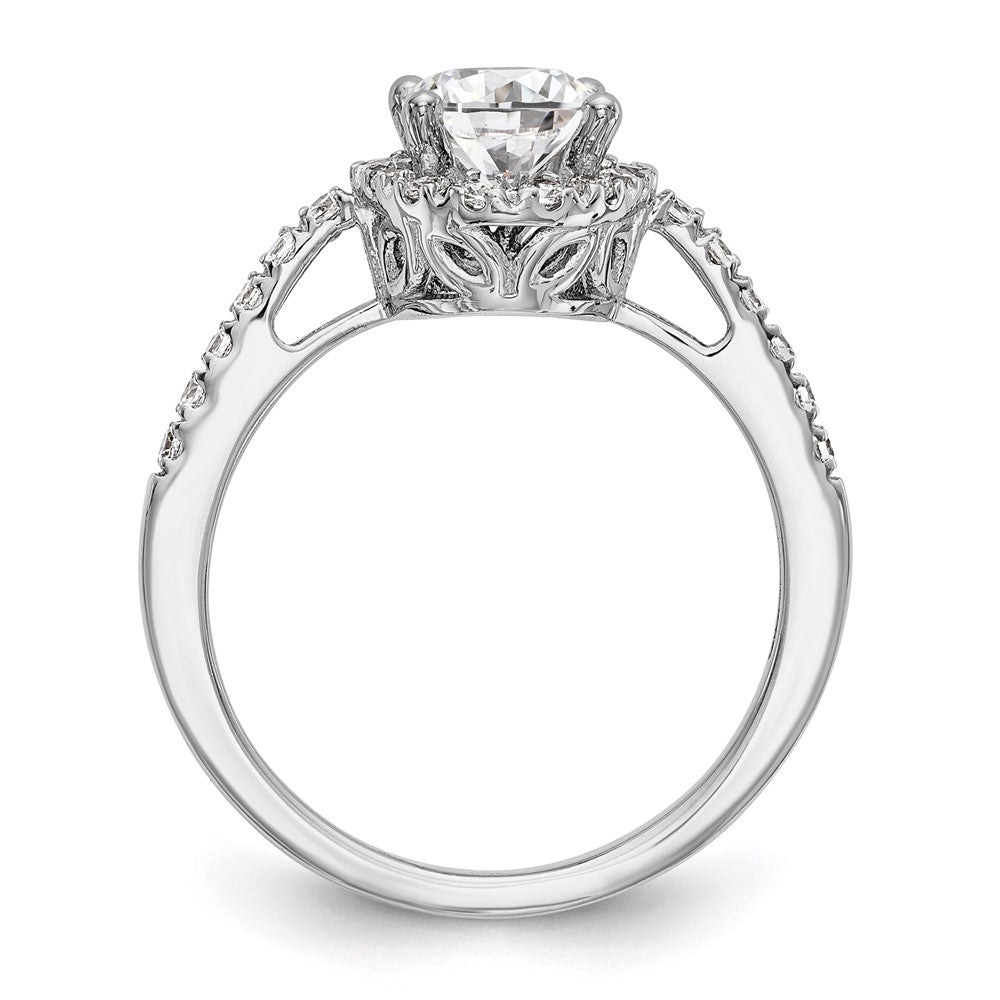 14K Weißgold Heiligenschein Plus (holds 1 Karat (7x5mm) Oval Mittig) 1/4 Diamant Halbfassung Verlobungsring