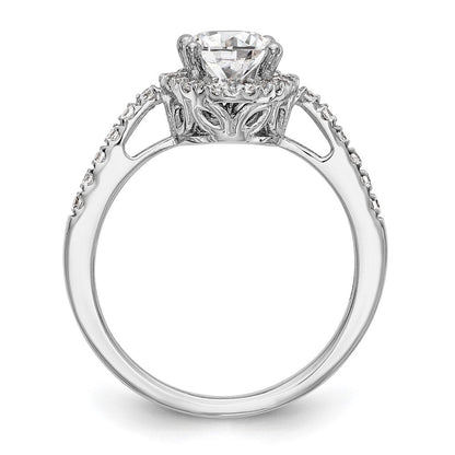 14K Weißgold Heiligenschein Plus (holds 1 Karat (7x5mm) Oval Mittig) 1/4 Diamant Halbfassung Verlobungsring