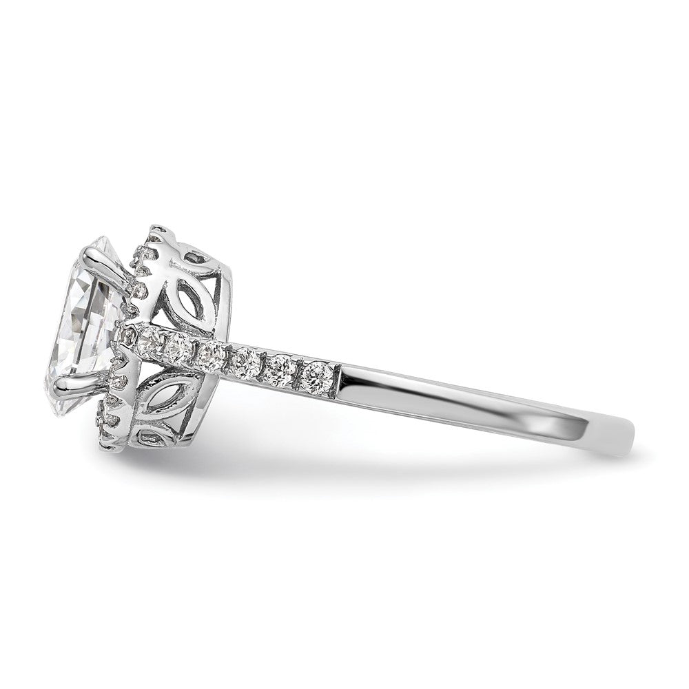 14K Weißgold Heiligenschein Plus (holds 1 Karat (7x5mm) Oval Mittig) 1/4 Diamant Halbfassung Verlobungsring