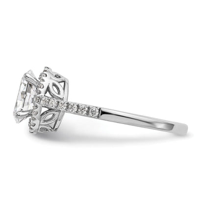 14K Weißgold Heiligenschein Plus (holds 1 Karat (7x5mm) Oval Mittig) 1/4 Diamant Halbfassung Verlobungsring