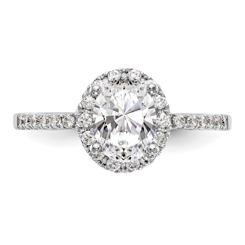 14K Weißgold Heiligenschein Plus (holds 1 Karat (7x5mm) Oval Mittig) 1/4 Diamant Halbfassung Verlobungsring