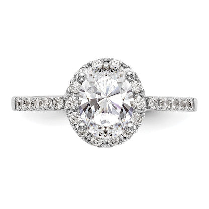 14K Weißgold Heiligenschein Plus (holds 1 Karat (7x5mm) Oval Mittig) 1/4 Diamant Halbfassung Verlobungsring