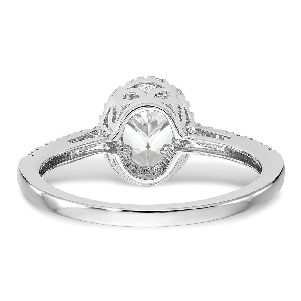 14K Weißgold Heiligenschein Plus (holds 1 Karat (7x5mm) Oval Mittig) 1/4 Diamant Halbfassung Verlobungsring
