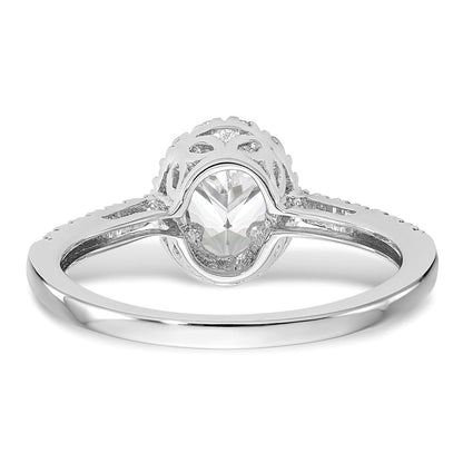14K Weißgold Heiligenschein Plus (holds 1 Karat (7x5mm) Oval Mittig) 1/4 Diamant Halbfassung Verlobungsring