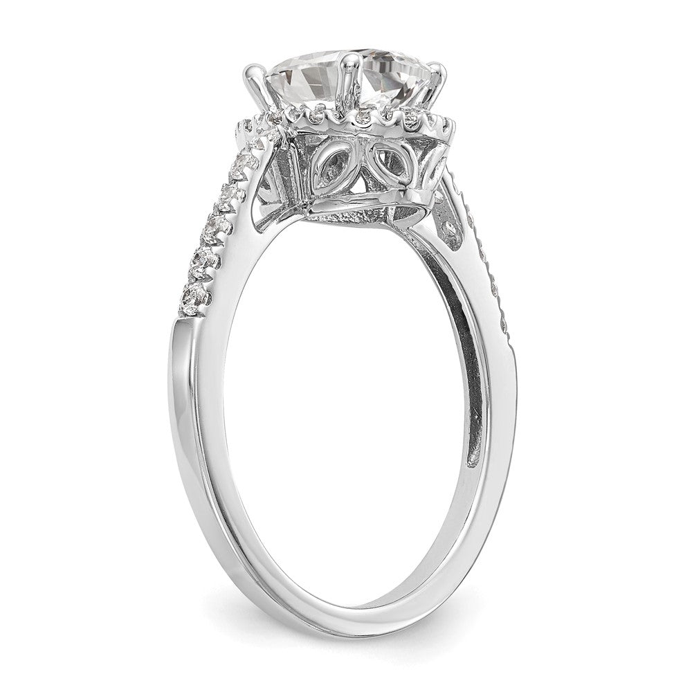 14K Weißgold Heiligenschein Plus (holds 1 Karat (7x5mm) Oval Mittig) 1/4 Diamant Halbfassung Verlobungsring