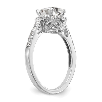 14K Weißgold Heiligenschein Plus (holds 1 Karat (7x5mm) Oval Mittig) 1/4 Diamant Halbfassung Verlobungsring