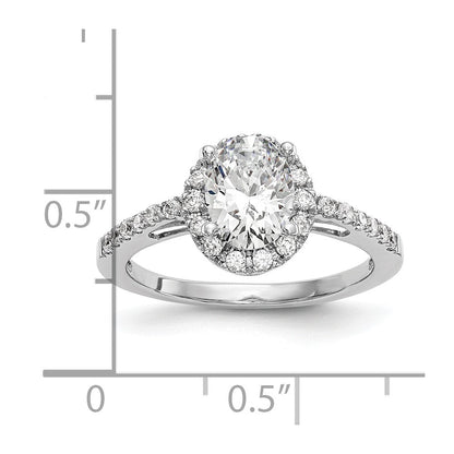 14K Weißgold Heiligenschein Plus (holds 1 Karat (7x5mm) Oval Mittig) 1/4 Diamant Halbfassung Verlobungsring