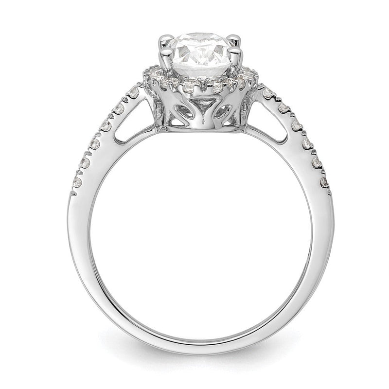 14K Weißgold Heiligenschein Plus (holds 1.25 Karat (8.5x6.0mm) Oval Mittig) 3/8 Karat Diamant Halbfassung Verlobungsring
