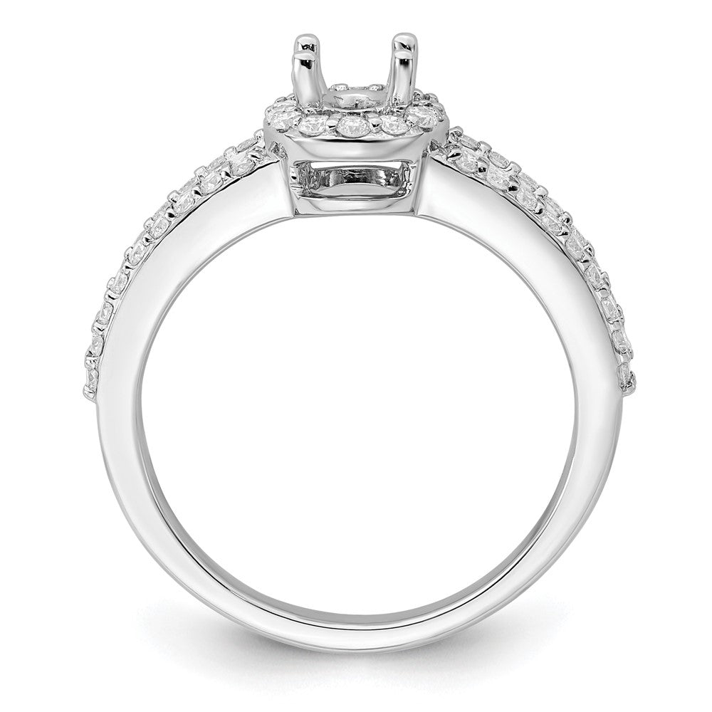 14K Weißgold Heiligenschein Plus (holds 1/2 Karat (6x4mm) Oval Mittig) Diamant Halbfassung Verlobungsring