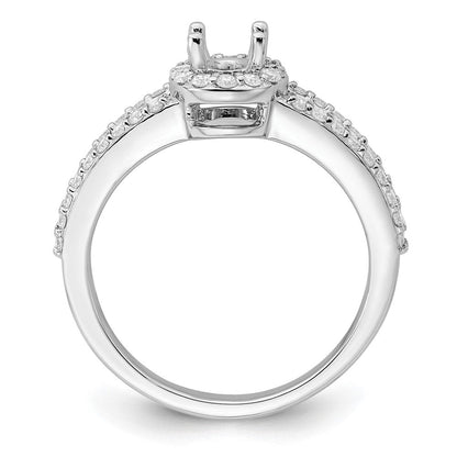 14K Weißgold Heiligenschein Plus (holds 1/2 Karat (6x4mm) Oval Mittig) Diamant Halbfassung Verlobungsring