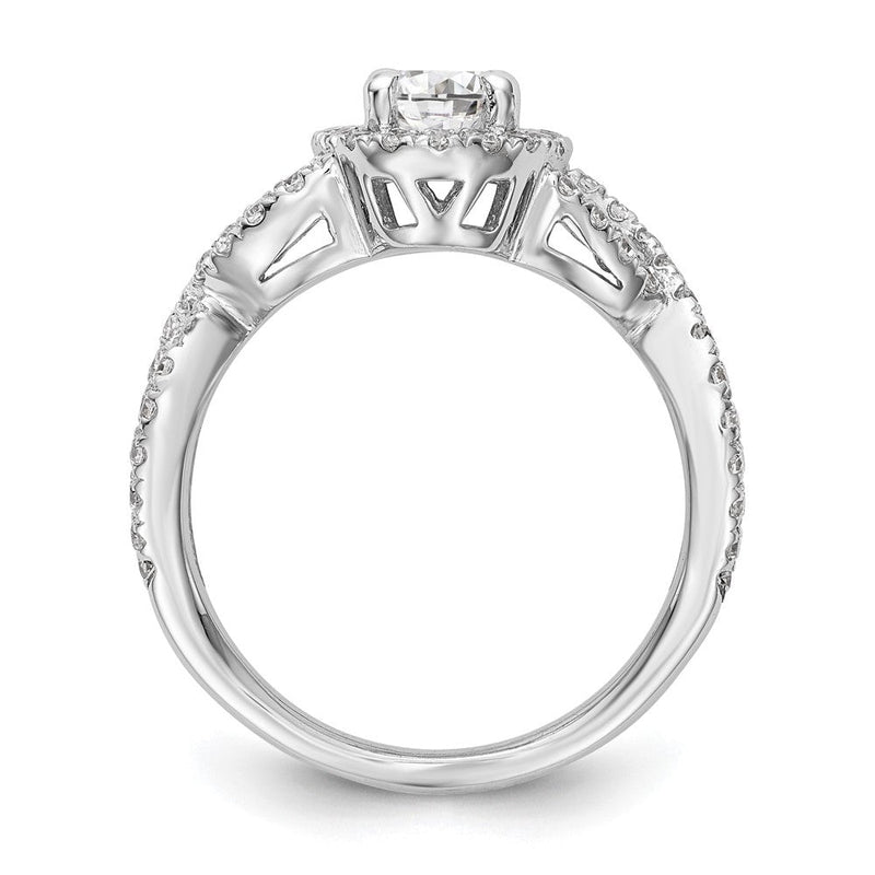 14K Weißgold Heiligenschein Gedreht (holds 1 Karat (7.5x5.5mm) Oval Mittig) 3/4 Karat Diamant Halbfassung Verlobungsring