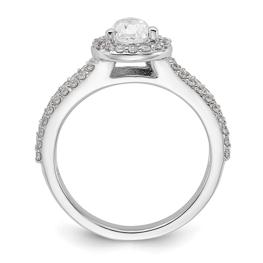 14K Weißgold Heiligenschein Plus (holds 1 Karat (8x5mm) Tropfen Mittig) 5/8 Karat Diamant Halbfassung Verlobungsring