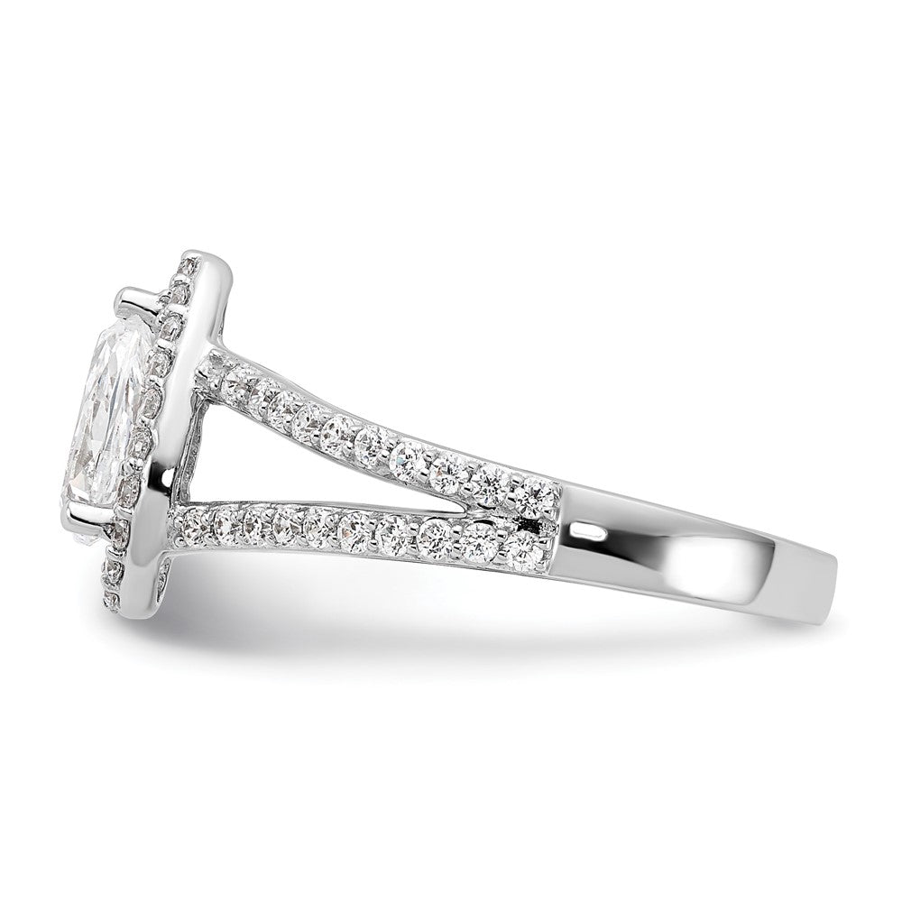 14K Weißgold Heiligenschein Plus (holds 1 Karat (8x5mm) Tropfen Mittig) 5/8 Karat Diamant Halbfassung Verlobungsring