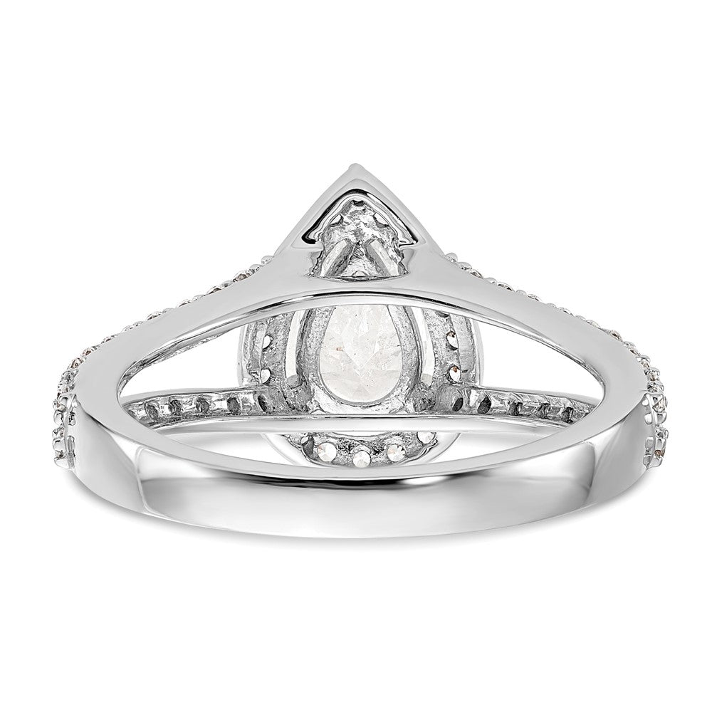 14K Weißgold Heiligenschein Plus (holds 1 Karat (8x5mm) Tropfen Mittig) 5/8 Karat Diamant Halbfassung Verlobungsring