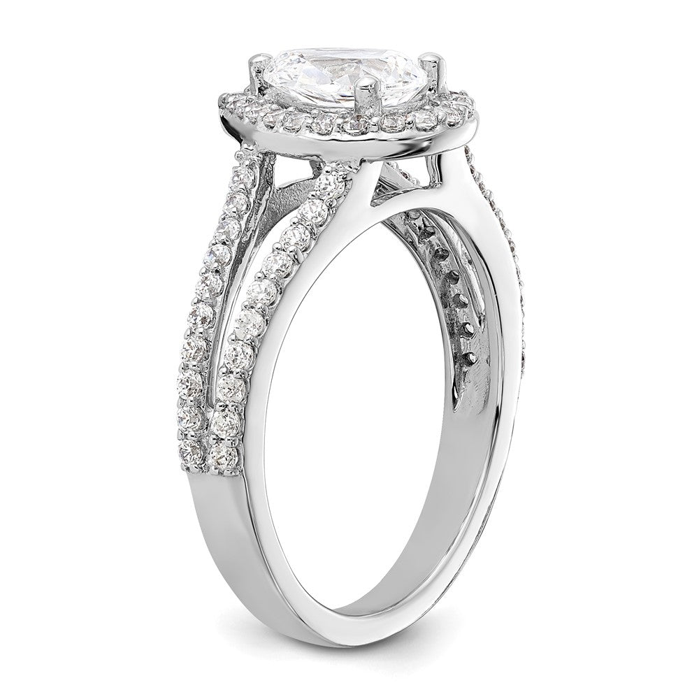 14K Weißgold Heiligenschein Plus (holds 1 Karat (8x5mm) Tropfen Mittig) 5/8 Karat Diamant Halbfassung Verlobungsring