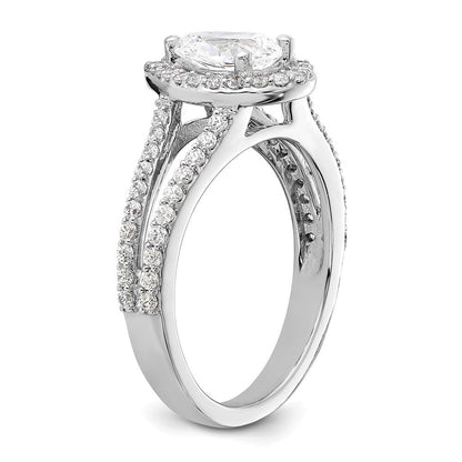 14K Weißgold Heiligenschein Plus (holds 1 Karat (8x5mm) Tropfen Mittig) 5/8 Karat Diamant Halbfassung Verlobungsring