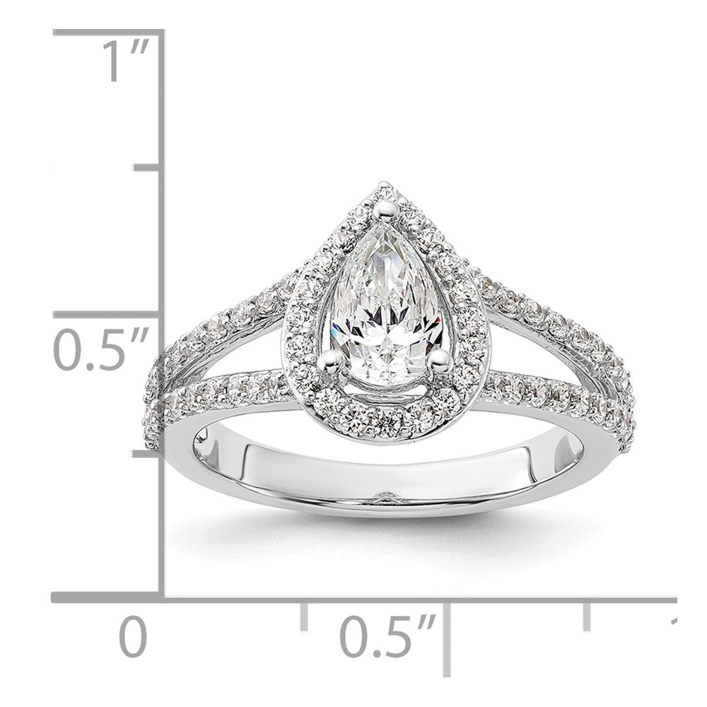 14K Weißgold Heiligenschein Plus (holds 1 Karat (8x5mm) Tropfen Mittig) 5/8 Karat Diamant Halbfassung Verlobungsring