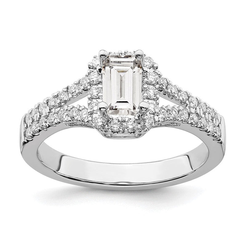 14K Weißgold True Origin 3/8 Karat Im Labor Gezüchtet Diamant Vs D E F Halbfassung Smaragd Heiligenschein Verlobungsring
