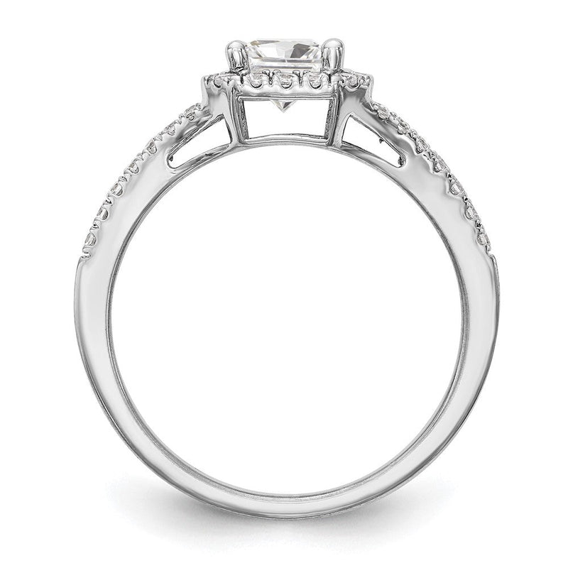 14K Weißgold Heiligenschein Plus (holds 1 Karat (7.7x5.8mm) Smaragd-cut Mittig) 1/2 Karat Diamant Halbfassung Verlobungsring