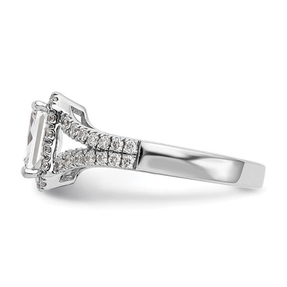 14K Weißgold Heiligenschein Plus (holds 1 Karat (7.7x5.8mm) Smaragd-cut Mittig) 1/2 Karat Diamant Halbfassung Verlobungsring