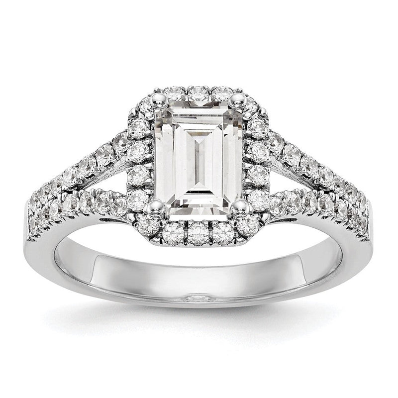 True Origin 14K Weißgold 1/2 Karat Im Labor Gezüchtet Diamant Vs+ F+ Halbfassung Smaragd Heiligenschein Verlobungsring