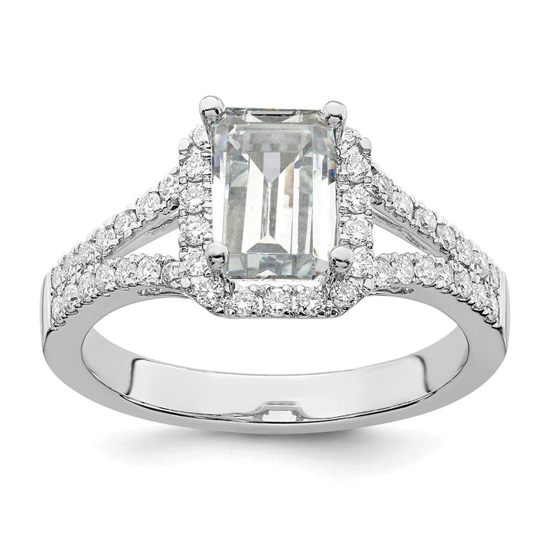 True Origin 14K Weißgold 1/2 Karat Im Labor Gezüchtet Diamant Vs+ F+ Halbfassung Smaragd Heiligenschein Verlobungsring